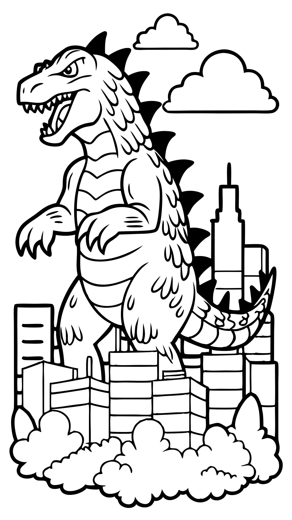 Página realista para colorear de Godzilla